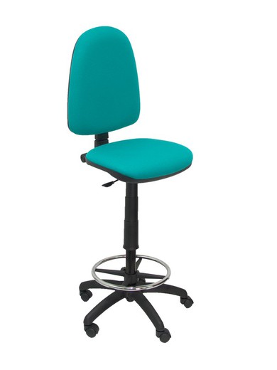 Modelo Ayna Taburete - Taburete ergonómico con mecanismo de contacto permanente, regulable en altura y aro reposapiés - Asiento y respaldo tapizados en tejido BALI color turquesa