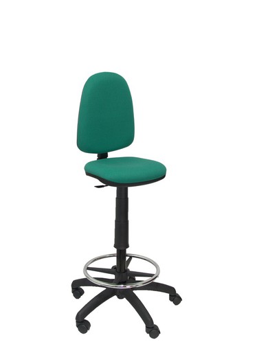 Modelo Ayna Taburete - Taburete ergonómico con mecanismo de contacto permanente, regulable en altura y aro reposapiés - Asiento y respaldo tapizados en tejido BALI color verde esmeralda