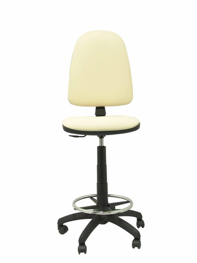 Modelo Ayna Taburete - Taburete ergonómico con mecanismo de contacto permanente, regulable en altura y aro reposapiés - Asiento y respaldo tapizados en tejido símilpiel color crema