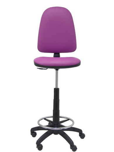 Modelo Ayna Taburete - Taburete ergonómico con mecanismo de contacto permanente, regulable en altura y aro reposapiés - Asiento y respaldo tapizados en tejido símilpiel color morado