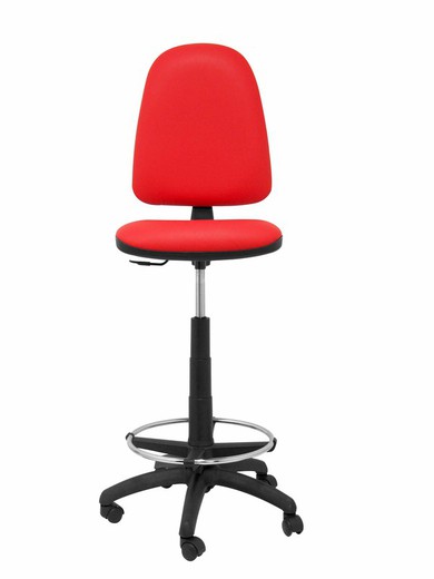 Modelo Ayna Taburete - Taburete ergonómico con mecanismo de contacto permanente, regulable en altura y aro reposapiés - Asiento y respaldo tapizados en tejido símilpiel color rojo