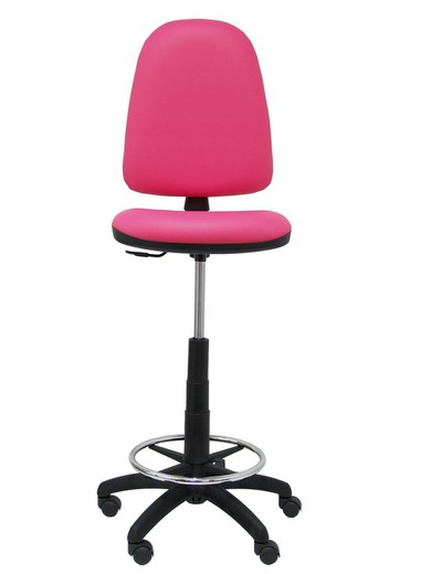 Modelo Ayna Taburete - Taburete ergonómico con mecanismo de contacto permanente, regulable en altura y aro reposapiés - Asiento y respaldo tapizados en tejido símilpiel color rosa