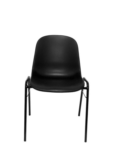 Modelo Beta  Pack 1 silla confidente ergonómica, apilable y con estructura negra. Asiento y respaldo monocarcasa de PVC de color negro