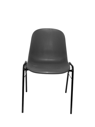 Modelo Beta - Pack 4 sillas confidente ergonómica, apilable y con estructura negra  Asiento y respaldo de PVC de color gris