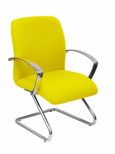 Modelo Caudete Confidente Patín  Sillón de recepción ergonómico con brazos fijos y patín cromado. Asiento y respaldo tapizados en tejido BALI color amarillo