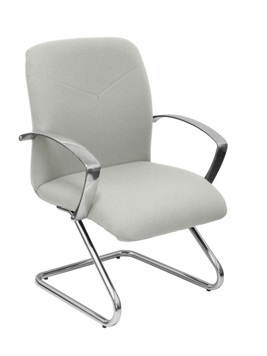 Modelo Caudete Confidente Patín  Sillón de recepción ergonómico con brazos fijos y patín cromados  Asiento y respaldo tapizados en tejido BALI color gris