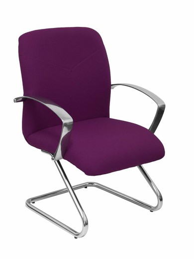 Modelo Caudete Confidente Patín  Sillón de recepción ergonómico con brazos fijos y patín cromados  Asiento y respaldo tapizados en tejido BALI color morado