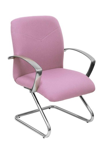 Modelo Caudete Confidente Patín  Sillón de recepción ergonómico con brazos fijos y patín cromados  Asiento y respaldo tapizados en tejido BALI color rosa pálido