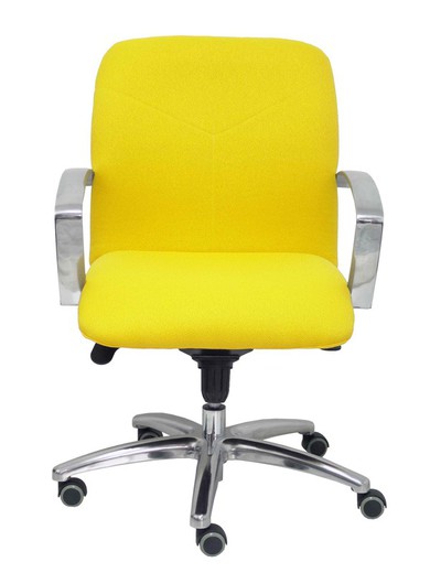 Modelo Caudete Confidente - Sillón de recepción ergonómico con mecanismo basculante y regulable en altura - Asiento y respaldo tapizados en tejido BALI color amarillo