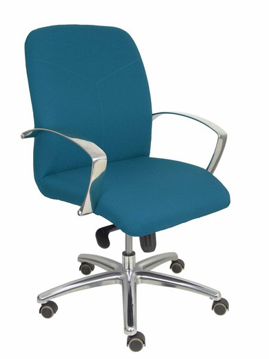 Modelo Caudete Confidente - Sillón de recepción ergonómico con mecanismo basculante y regulable en altura - Asiento y respaldo tapizados en tejido BALI color verde petróleo.