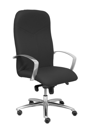 Modelo Caudete - Sillón de dirección ergonómico con mecanismo basculante y regulable en altura - Asiento y respaldo tapizados en piel color negro