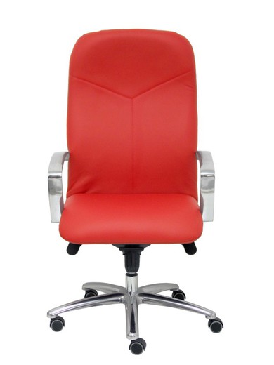 Modelo Caudete - Sillón de dirección ergonómico con mecanismo basculante y regulable en altura - Asiento y respaldo tapizados en piel color rojo