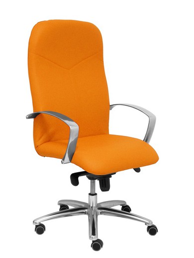 Modelo Caudete - Sillón de dirección ergonómico con mecanismo basculante y regulable en altura - Asiento y respaldo tapizados en similpiel color naranja