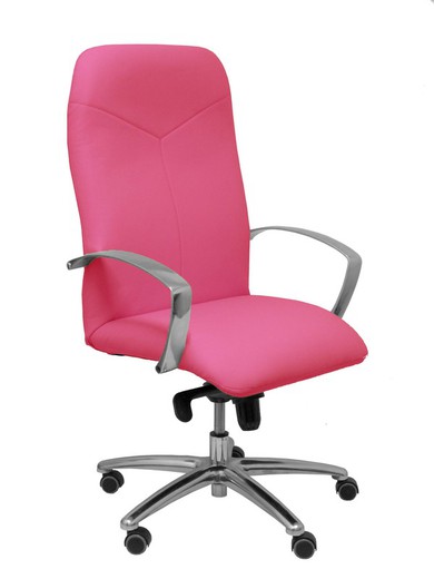 Modelo Caudete - Sillón de dirección ergonómico con mecanismo basculante y regulable en altura - Asiento y respaldo tapizados en similpiel color rosa.