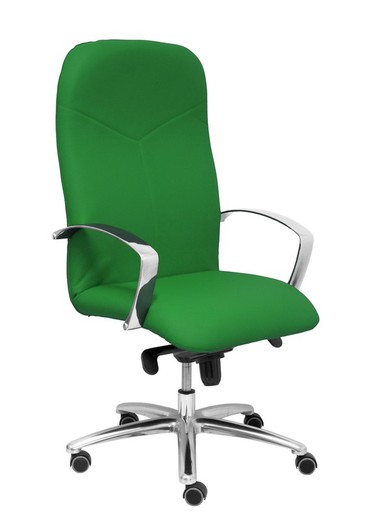 Modelo Caudete - Sillón de dirección ergonómico con mecanismo basculante y regulable en altura - Asiento y respaldo tapizados en similpiel color verde.