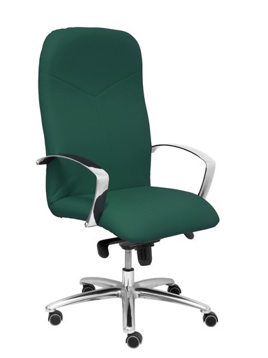 Modelo Caudete - Sillón de dirección ergonómico con mecanismo basculante y regulable en altura - Asiento y respaldo tapizados en similpiel color verde botella.