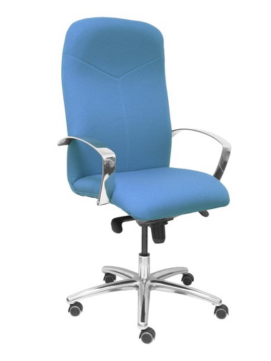 Modelo Caudete - Sillón de dirección ergonómico con mecanismo basculante y regulable en altura - Asiento y respaldo tapizados en tejido BALI color azul cielo.