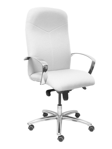 Modelo Caudete - Sillón de dirección ergonómico con mecanismo basculante y regulable en altura - Asiento y respaldo tapizados en tejido BALI color blanco