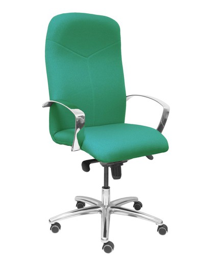 Modelo Caudete - Sillón de dirección ergonómico con mecanismo basculante y regulable en altura - Asiento y respaldo tapizados en tejido BALI color verde esmeralda