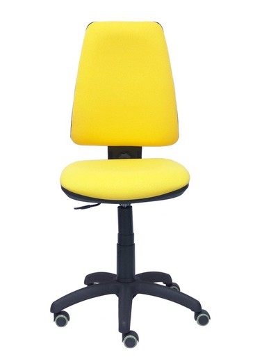 Modelo Elche CP - Silla de oficina ergonómica con mecanismo permanente, regulable en altura y ruedas de parqué - Asiento y respaldo tapizados en tejido BALI color amarillo