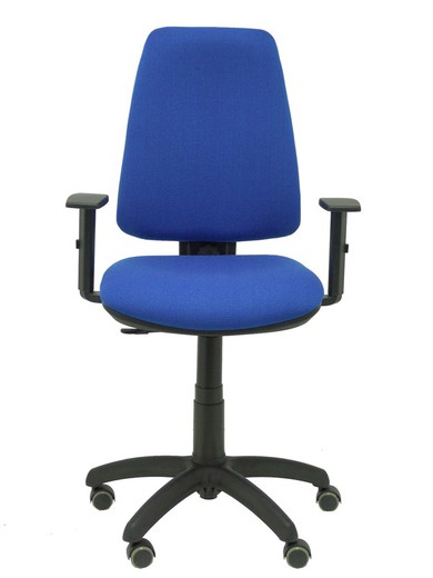 Modelo Elche CP - Silla de oficina ergonómica con mecanismo permanente, regulable en altura y ruedas de parqué - Asiento y respaldo tapizados en tejido BALI color azul (BRAZOS REGULABLES EN ALTURA)