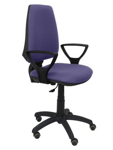 Modelo Elche CP - Silla de oficina ergonómica con mecanismo permanente, regulable en altura y ruedas de parqué - Asiento y respaldo tapizados en tejido BALI color azul claro (BRAZOS FIJOS INCLUIDOS)