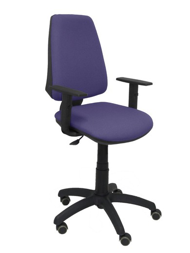 Modelo Elche CP - Silla de oficina ergonómica con mecanismo permanente, regulable en altura y ruedas de parqué - Asiento y respaldo tapizados en tejido BALI color azul claro (BRAZOS REGULABLES EN ALTURA)