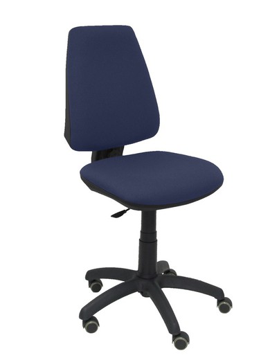 Modelo Elche CP - Silla de oficina ergonómica con mecanismo permanente, regulable en altura y ruedas de parqué - Asiento y respaldo tapizados en tejido BALI color azul marino