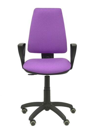 Modelo Elche CP - Silla de oficina ergonómica con mecanismo permanente, regulable en altura y ruedas de parqué - Asiento y respaldo tapizados en tejido BALI color lila (BRAZOS FIJOS INCLUIDOS)