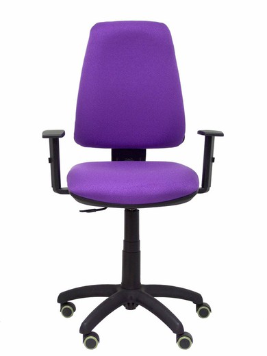 Modelo Elche CP - Silla de oficina ergonómica con mecanismo permanente, regulable en altura y ruedas de parqué - Asiento y respaldo tapizados en tejido BALI color lila (BRAZOS REGULABLES EN ALTURA)