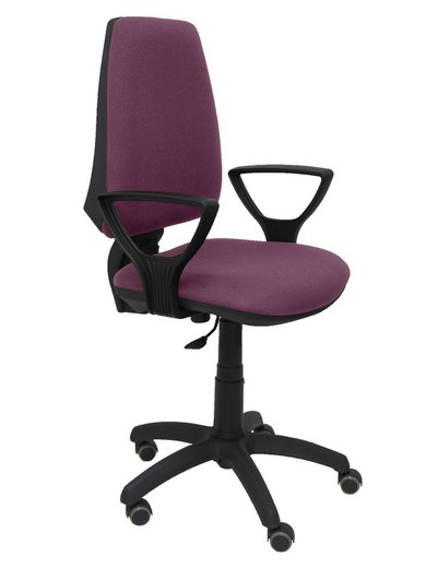 Modelo Elche CP - Silla de oficina ergonómica con mecanismo permanente, regulable en altura y ruedas de parqué - Asiento y respaldo tapizados en tejido BALI color morado (BRAZOS FIJOS INCLUIDOS)