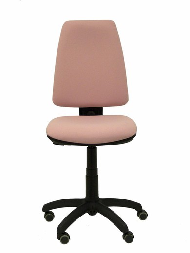 Modelo Elche CP - Silla de oficina ergonómica con mecanismo permanente, regulable en altura y ruedas de parqué - Asiento y respaldo tapizados en tejido BALI color rosa pálido