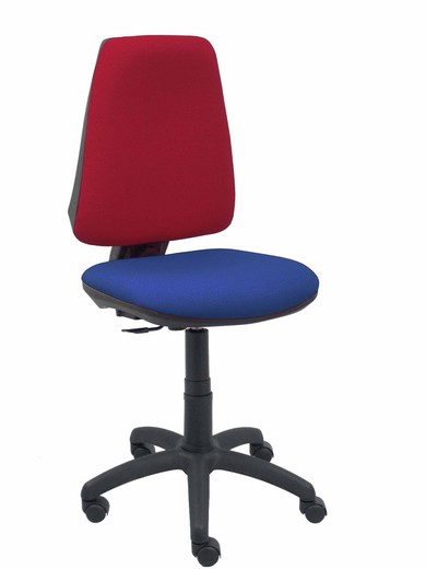 Modelo Elche CP - Silla de oficina ergonómica con mecanismo permanente y regulable en altura - Asiento tapizado en bali azul marino y respaldo tapizado en tejido BALI color granate