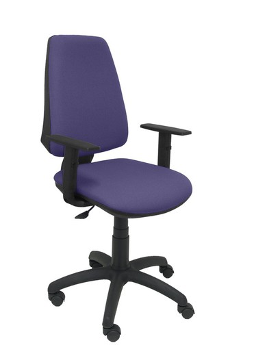 Modelo Elche CP - Silla de oficina ergonómica con mecanismo permanente y regulable en altura - Asiento y respaldo tapizados en tejido BALI color azul claro (BRAZOS REGULABLES EN ALTURA)