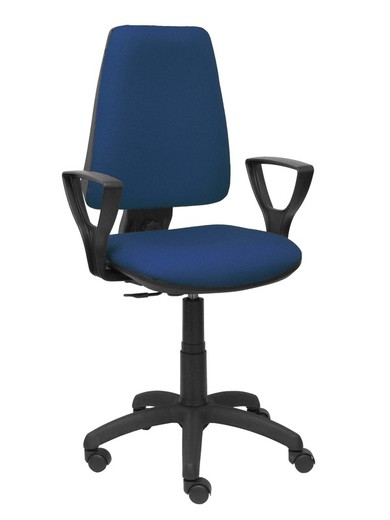 Modelo Elche CP - Silla de oficina ergonómica con mecanismo permanente y regulable en altura - Asiento y respaldo tapizados en tejido BALI color azul marino (BRAZOS FIJOS INCLUIDOS)