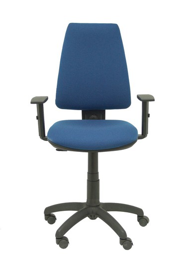 Modelo Elche CP - Silla de oficina ergonómica con mecanismo permanente y regulable en altura - Asiento y respaldo tapizados en tejido BALI color azul marino (BRAZOS REGULABLES EN ALTURA)