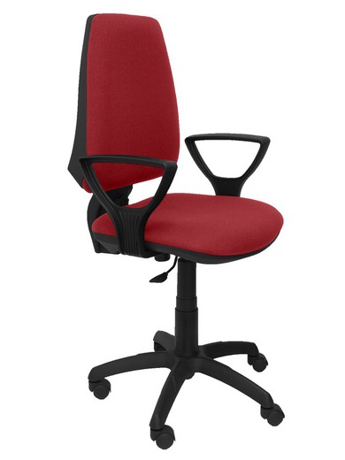 Modelo Elche CP - Silla de oficina ergonómica con mecanismo permanente y regulable en altura - Asiento y respaldo tapizados en tejido BALI color granate (BRAZOS FIJOS INCLUIDOS)