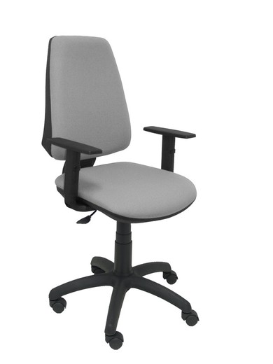 Modelo Elche CP - Silla de oficina ergonómica con mecanismo permanente y regulable en altura - Asiento y respaldo tapizados en tejido BALI color gris (BRAZOS REGULABLES EN ALTURA)