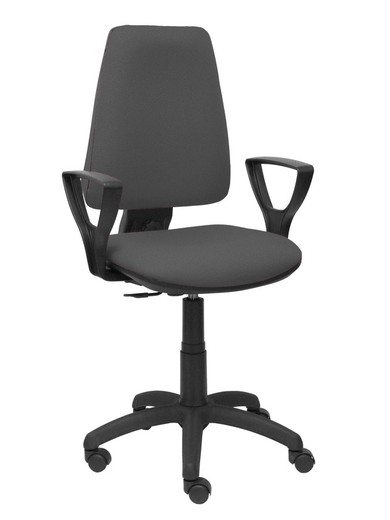 Modelo Elche CP - Silla de oficina ergonómica con mecanismo permanente y regulable en altura - Asiento y respaldo tapizados en tejido BALI color gris oscuro (BRAZOS FIJOS INCLUIDOS)