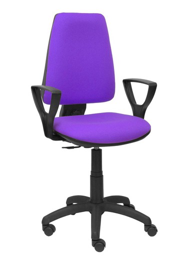 Modelo Elche CP - Silla de oficina ergonómica con mecanismo permanente y regulable en altura - Asiento y respaldo tapizados en tejido BALI color lila (BRAZOS FIJOS INCLUIDOS)