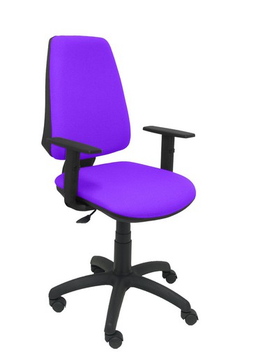 Modelo Elche CP - Silla de oficina ergonómica con mecanismo permanente y regulable en altura - Asiento y respaldo tapizados en tejido BALI color lila (BRAZOS REGULABLES EN ALTURA)