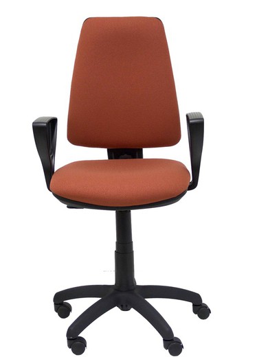 Modelo Elche CP - Silla de oficina ergonómica con mecanismo permanente y regulable en altura - Asiento y respaldo tapizados en tejido BALI color marrón (BRAZOS FIJOS INCLUIDOS)