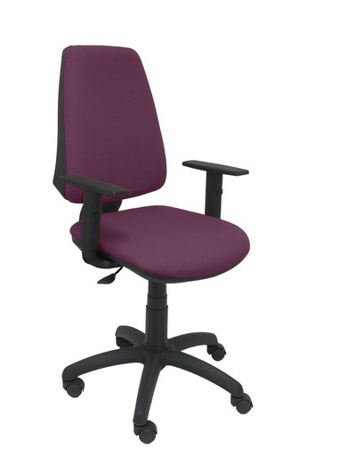 Modelo Elche CP - Silla de oficina ergonómica con mecanismo permanente y regulable en altura - Asiento y respaldo tapizados en tejido BALI color morado (BRAZOS REGULABLES EN ALTURA)