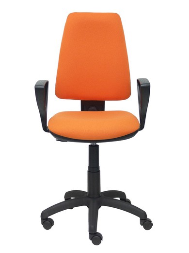 Modelo Elche CP - Silla de oficina ergonómica con mecanismo permanente y regulable en altura - Asiento y respaldo tapizados en tejido BALI color naranja (BRAZOS FIJOS INCLUIDOS)