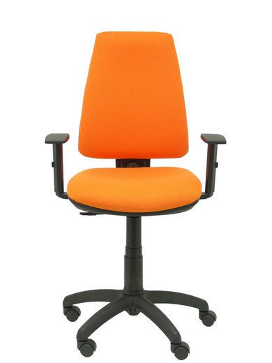 Modelo Elche CP - Silla de oficina ergonómica con mecanismo permanente y regulable en altura - Asiento y respaldo tapizados en tejido BALI color naranja (BRAZOS REGULABLES EN ALTURA)