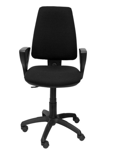 Modelo Elche CP - Silla de oficina ergonómica con mecanismo permanente y regulable en altura - Asiento y respaldo tapizados en tejido BALI color negro (BRAZOS FIJOS INCLUIDOS)