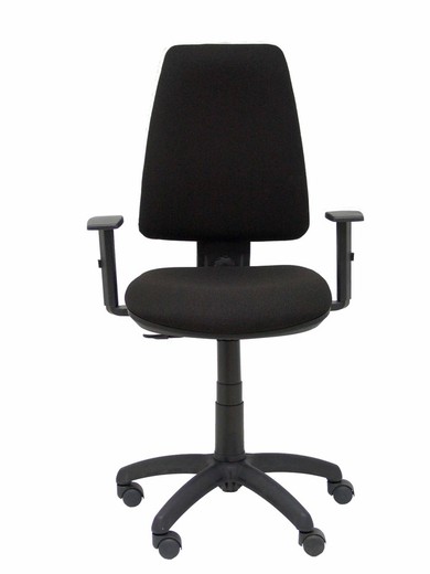 Modelo Elche CP - Silla de oficina ergonómica con mecanismo permanente y regulable en altura - Asiento y respaldo tapizados en tejido BALI color negro (BRAZOS REGULABLES EN ALTURA)