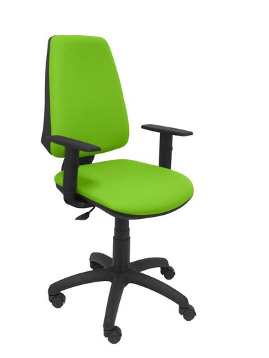 Modelo Elche CP - Silla de oficina ergonómica con mecanismo permanente y regulable en altura - Asiento y respaldo tapizados en tejido BALI color pistacho (BRAZOS REGULABLES EN ALTURA)