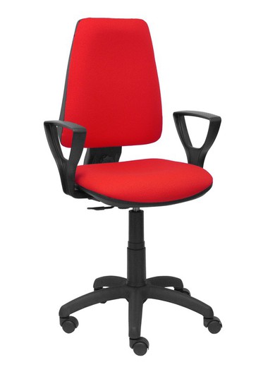 Modelo Elche CP - Silla de oficina ergonómica con mecanismo permanente y regulable en altura - Asiento y respaldo tapizados en tejido BALI color rojo (BRAZOS FIJOS INCLUIDOS)