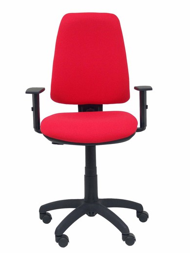 Modelo Elche CP - Silla de oficina ergonómica con mecanismo permanente y regulable en altura - Asiento y respaldo tapizados en tejido BALI color rojo (BRAZOS REGULABLES EN ALTURA)